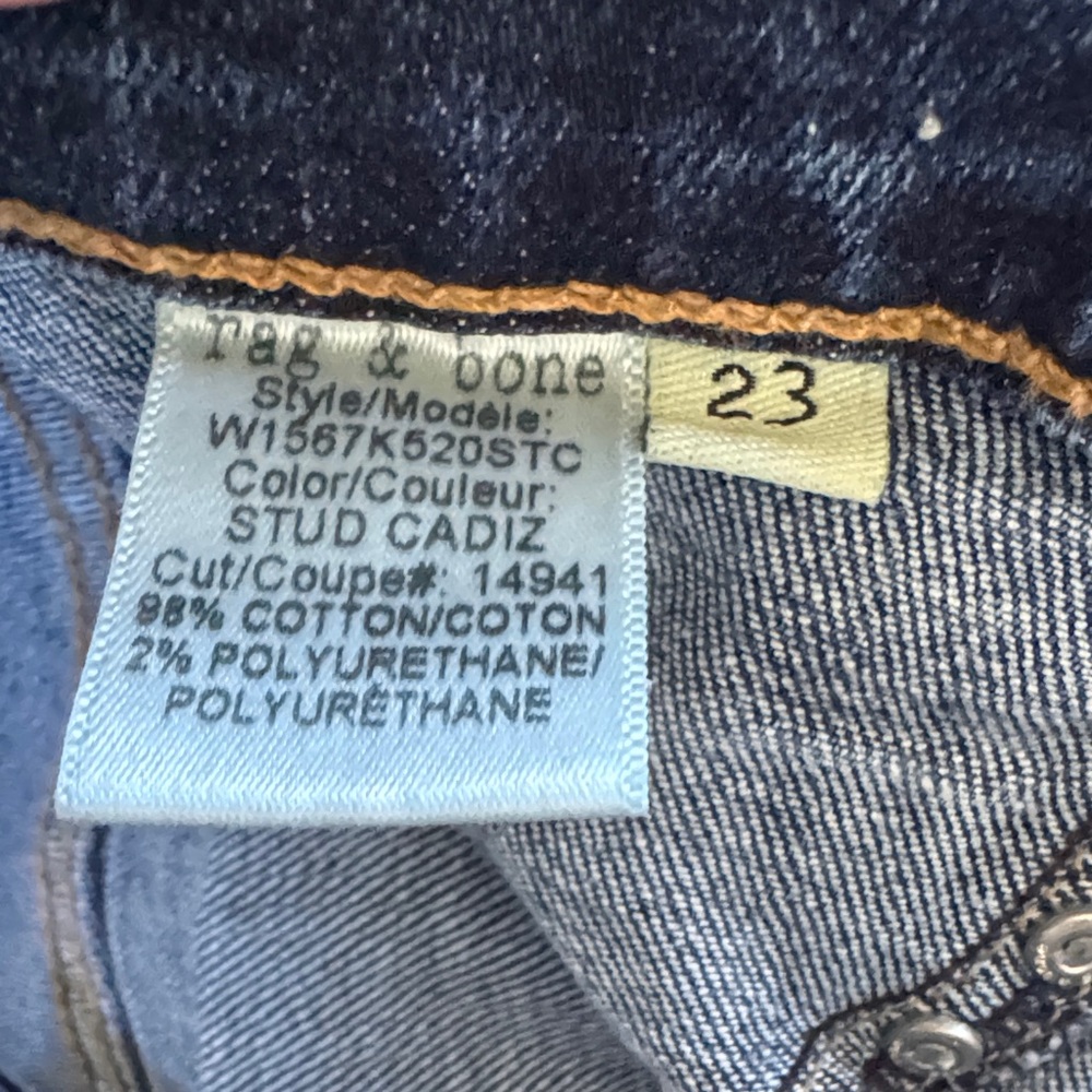 Rag&Bone Women's Skinny Capri Jeans with silver studs size 23 like new - Picture 7 of 8